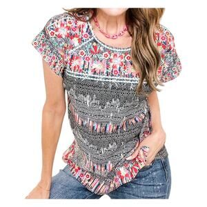 Savanna Jane Womens Relaxed Dolman Embroidered Bodice Pullover Top Size M